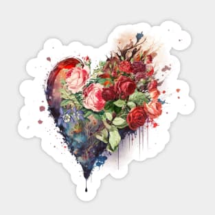Red Roses Heart Sticker